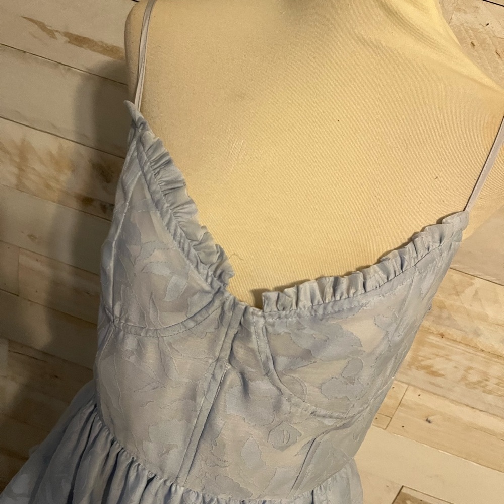 NWOT Anthropologie size L Campbell lace tiered midi dress in light blue - Picture 5 of 12